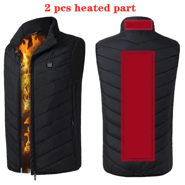 Men USB Infrared 17 Heating Areas Vest Jacket Men Winter Electric Heated Vest For Golf, Sports, Hiking (runs small, sizes up to 5XL)