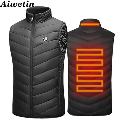 Men USB Infrared 17 Heating Areas Vest Jacket Men Winter Electric Heated Vest For Golf, Sports, Hiking (runs small, sizes up to 5XL)