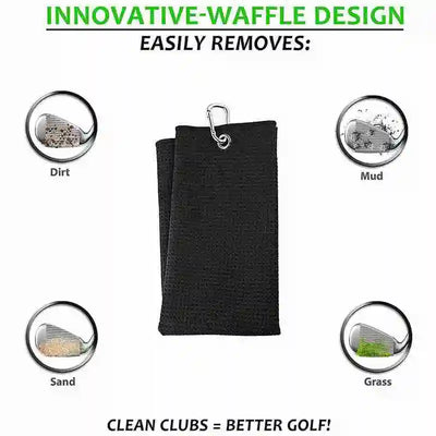 Golf Towel 30x50cm With Safety Buckle For Clean Clubs Towel Balls Hands Royal Golf Black Blue C8I6