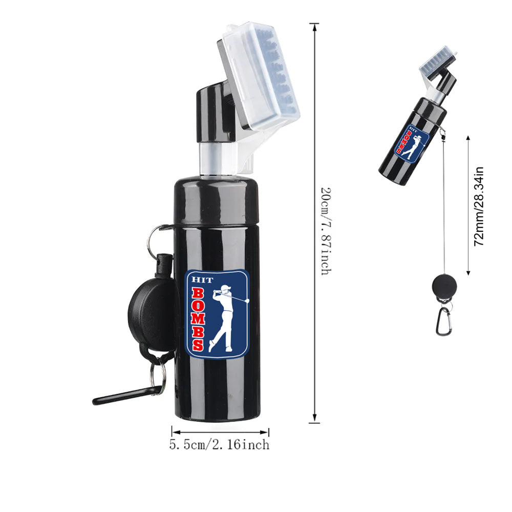 Golf club head cleaning groove brush with retractable buckle for easy carrying Clean golf club brush with leakproof liquid stora