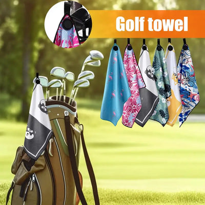 Golf Club Magnetic Towel Holder Microfiber Waffle Golf Towel with Strong Magnet for Golf Bags Printed Ball Cleaner Men Women Bag