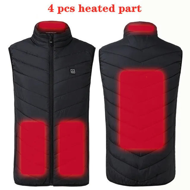 Men USB Infrared 17 Heating Areas Vest Jacket Men Winter Electric Heated Vest For Golf, Sports, Hiking (runs small, sizes up to 5XL)