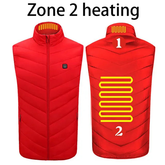 Men USB Infrared 17 Heating Areas Vest Jacket Men Winter Electric Heated Vest For Golf, Sports, Hiking (runs small, sizes up to 5XL)