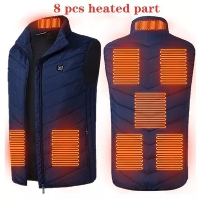 Men USB Infrared 17 Heating Areas Vest Jacket Men Winter Electric Heated Vest For Golf, Sports, Hiking (runs small, sizes up to 5XL)