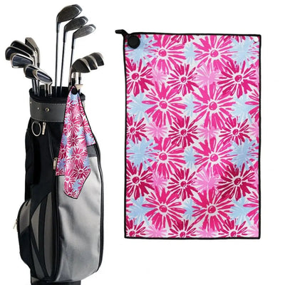 Golf Club Magnetic Towel Holder Microfiber Waffle Golf Towel with Strong Magnet for Golf Bags Printed Ball Cleaner Men Women Bag
