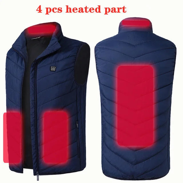 Men USB Infrared 17 Heating Areas Vest Jacket Men Winter Electric Heated Vest For Golf, Sports, Hiking (runs small, sizes up to 5XL)