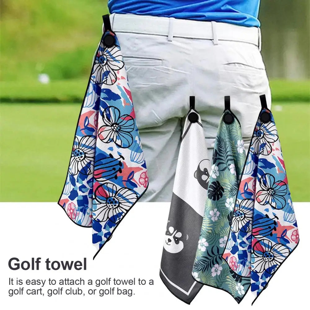 Golf Club Magnetic Towel Holder Microfiber Waffle Golf Towel with Strong Magnet for Golf Bags Printed Ball Cleaner Men Women Bag