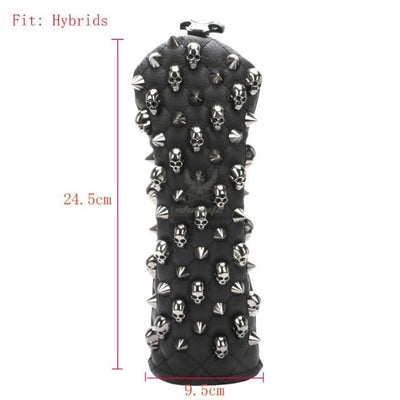 Golf Head Cover Skull Rivets PU Leather For Driver Fairway #3 #5 Hybrids Free Shipping