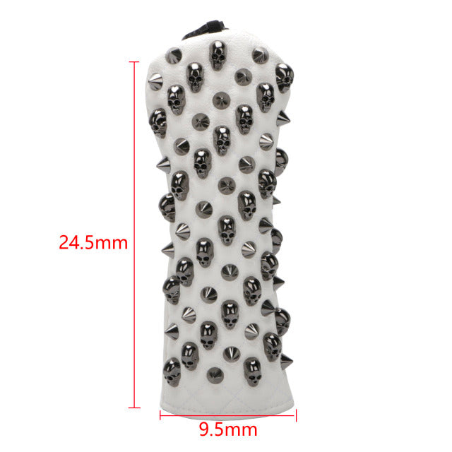 Golf Head Cover Skull Rivets PU Leather For Driver Fairway #3 #5 Hybrids Free Shipping