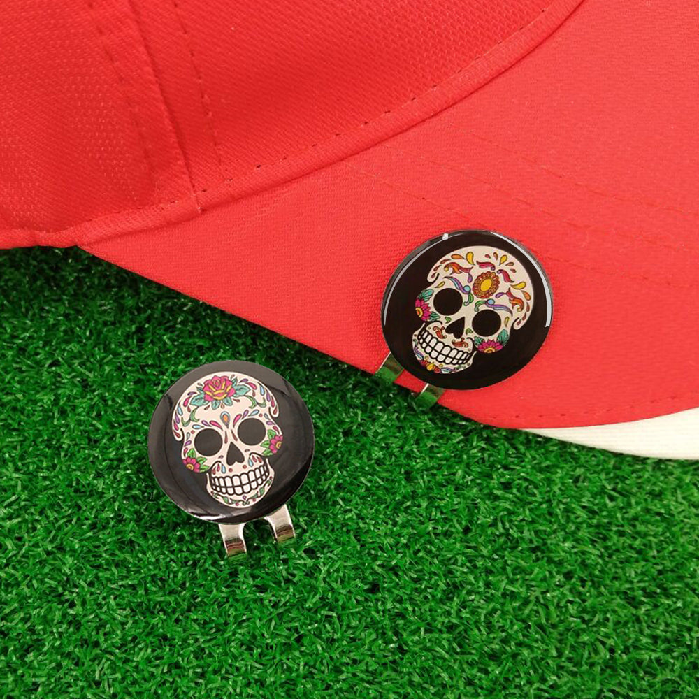 New Black Skull Golf Ball Marker Hat Clip Magnet Alloy Golf Mark Magnetic Cap Clip Halloween Cool Design Accessories Drop Ship