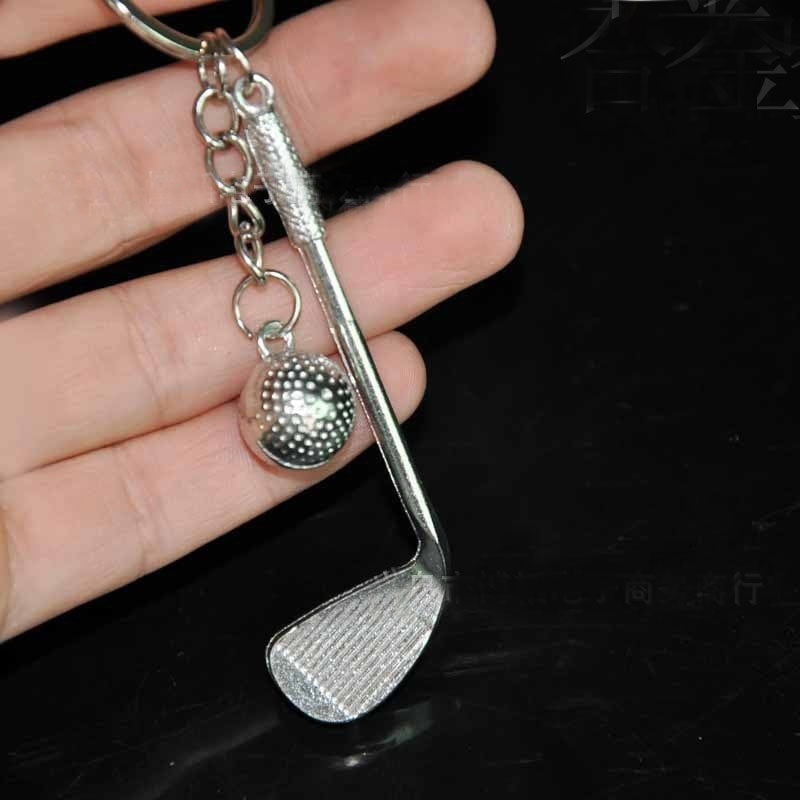 Beautiful Alloy Silver Golf Club Ball Key Ring For Bag Purse Pendant Decoration Golf Car Phone Key Chain Craft Gift Souvenir